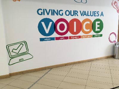 values a voice wall mural